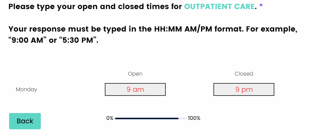 Example of survey question.