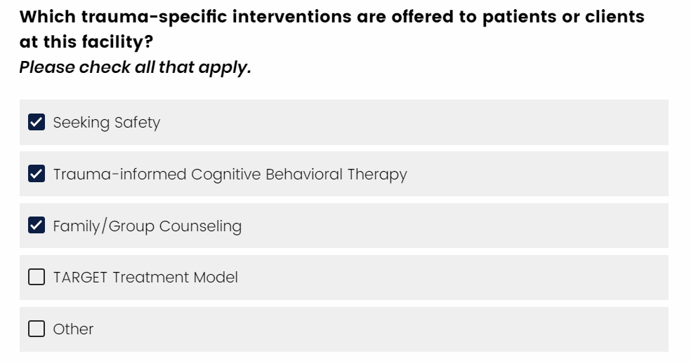 Example of survey question.